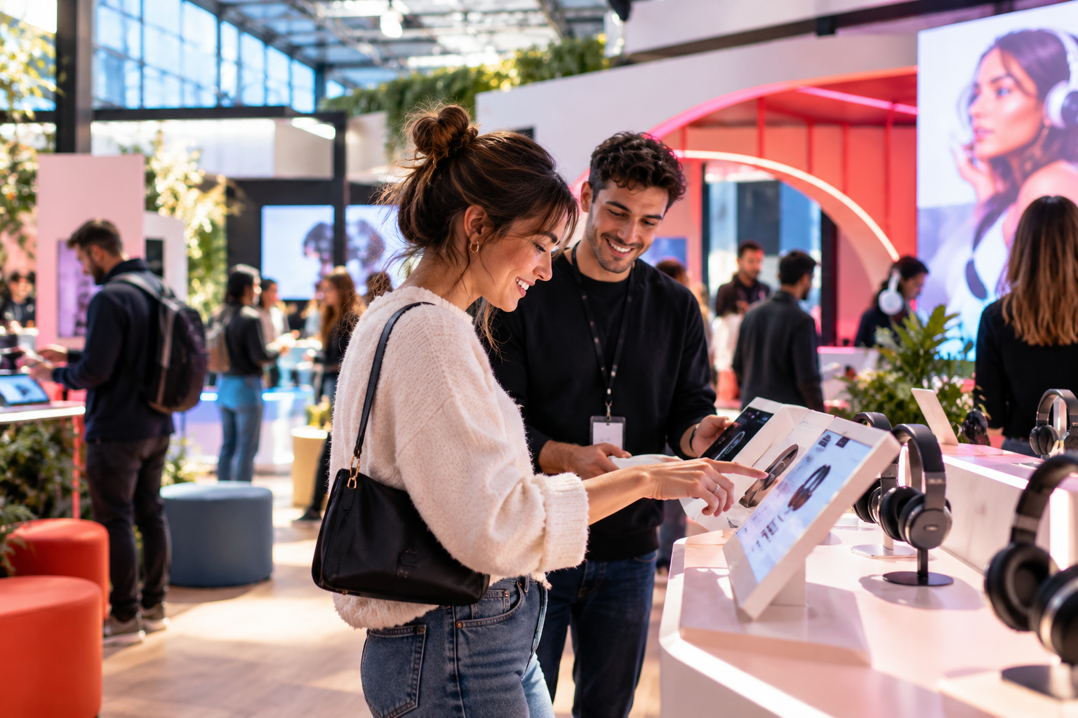 Shopper receiving personalised product advice from a brand ambassador during an in-store customer experience.